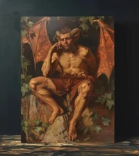 Lucifer Portrait Oil Painting, Printable Wall Art