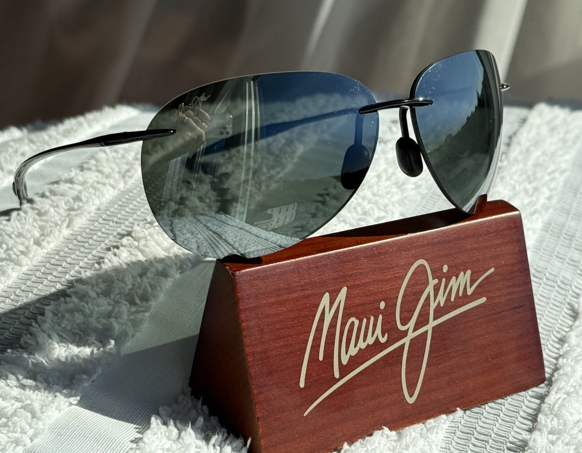 Maui Jim Sugar Beach MJ 421 02 Rimless Sunglasses + Grey Polarized