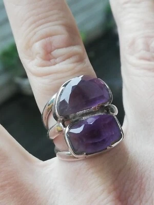 bague ancienne en argent et améthystes, créateur , silver - Photo 1/4