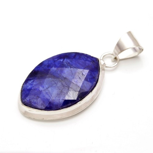Blue Jade Gemstone handmade 925 Sterling Silver Jewelry Pendant Gift For her - Picture 4 of 6