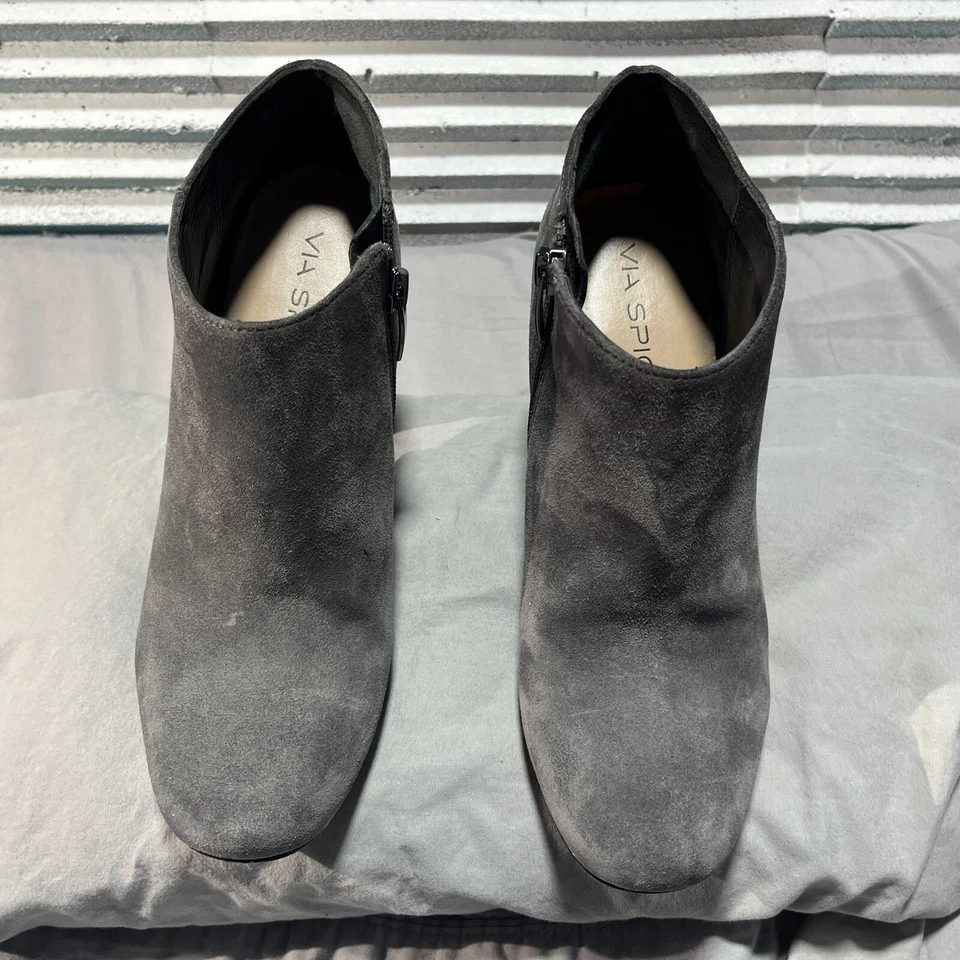 Via Spiga серый замшевый ботинок лодыжки загрузки молнии стороны блок каблук женщин размер 7 - Изображение 4 из 4