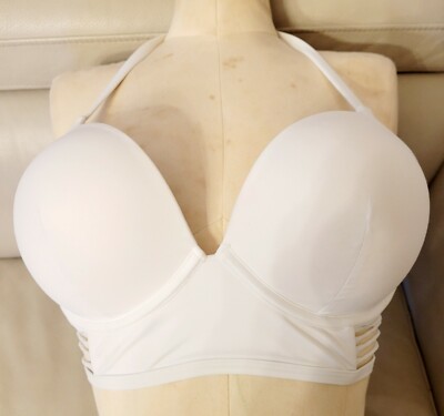 VICTORIA'S SECRET BOMBSHELL THE LONG LINE SWIM TOP  SIZE 36 D WHITE NWOT