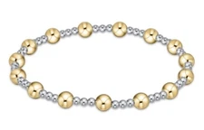 Classic Mixed Metal Sincerity 5mm Beads Stretch Stacked Bracelet Jewelry New