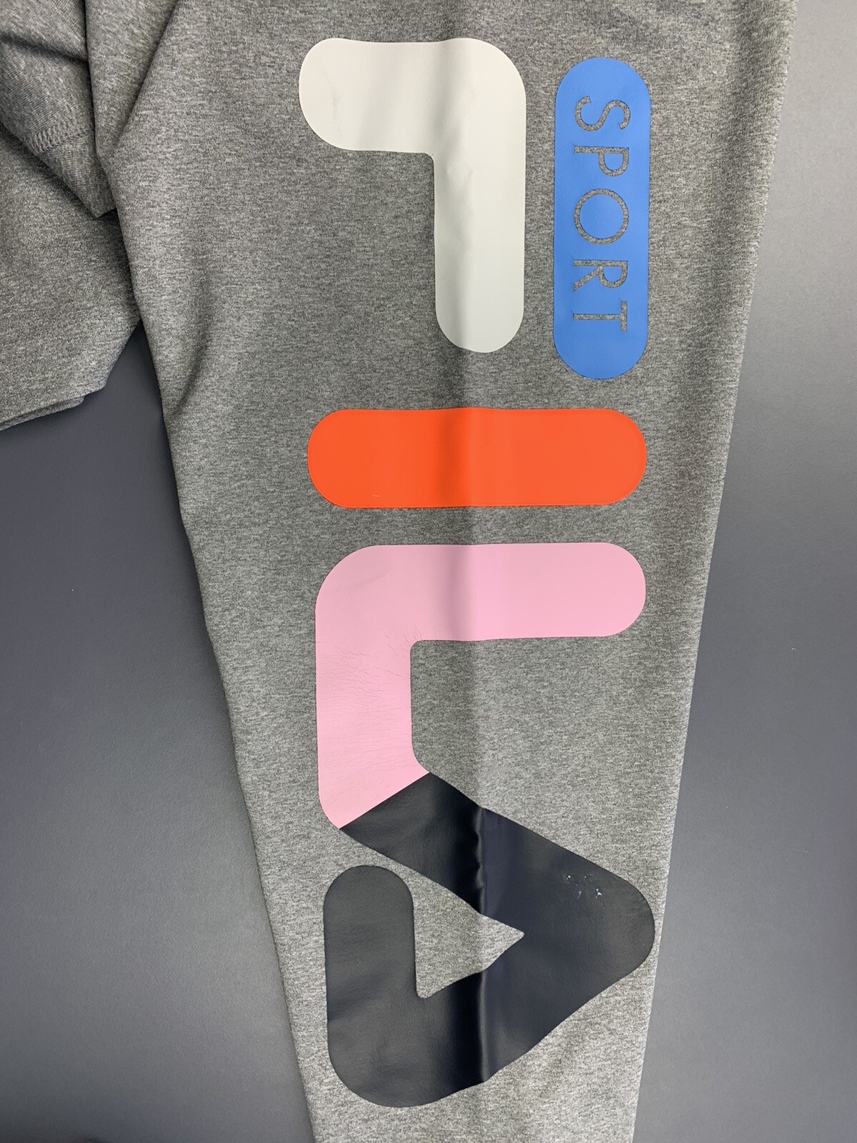 FILA SPORT Leggings Capri Yoga Grande Grigio Grande Logo Schermo Grafico