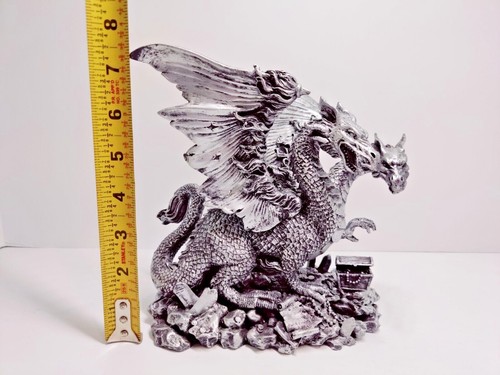 Mythical Legends 7" Tall Silver 2 Headed Dragon! Treasure Protector Theme! NEW! - Picture 6 of 8