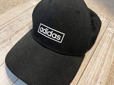 NWT ADIDAS Black Screen Print Logo Snap Back Cap Hat One Size