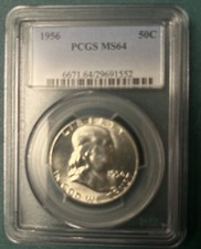 1956 P Franklin half dollar  MS 64 PCGS High Luster beauty Gem