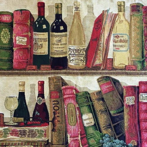 BIBLIOTHEQUE LIBRARY & WINE SERIES BELGIAN TAPESTRY CUSHION COVER 18" X 18" 1757 - Picture 3 of 6