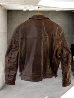 AERO LEATHER Brown Horsehide Single Riders Jacket 38