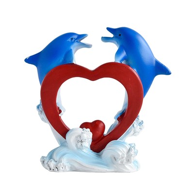 Dining Table Dolphin Ornament Sculpture for Living Room Heart Figurine