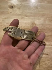 Coca Cola Bottle Opener Solid BRASS Coke Keychain Soda Pepsi Collector Patina