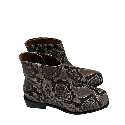 Frye River Snake Skin Inside Zip Boots Ankle Booties Womens Size 6.5 Black Cream