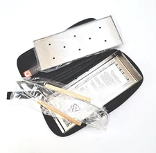 Smoker Box Gift Set Stainless Black Zipper Case Wood Chip for Gas Grilling NEW