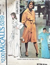 1970's McCall's Misses' Dress,Top,Pants Halston Pattern 5319 Size 14 UNCUT