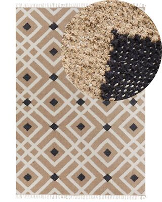 Teppich Jute beige / schwarz rechteckig 160x230 cm geometrisches Muster Esencik