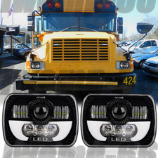 Pair 7x6 Led Headlights Hilo Sealed Beam For For International 3800 School Bus Pair 7x6 Led Headlights Hilo Sealed Beam For For International 3800 School Bus