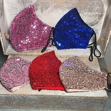 Women's Face Covering Sequins Blue, Gold, Light Pink, Red, Rose Gold YOU CHOOSE