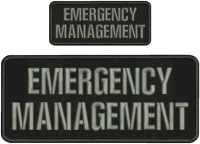 E MANAGEMENT EMBROIDERY PATCH 4X10 AND 2X5 HOOK ON BACK gray on black