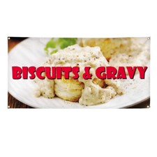 Vinyl Banner Multiple Sizes Biscuits  Gravy Restaurant Cafe Bar Outdoor