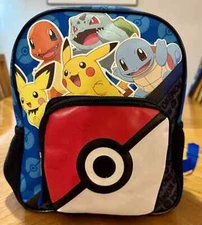Starter Pokemon Pikachu Kids Backpack Book Bag 16" x 12" x 4" Bioworld 2021 V6