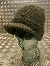 Genuine US Army Black or Olive Peak Radar Hat / Peaked Watch Cap 100% Wool NEW