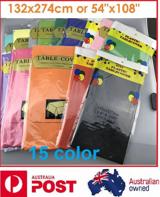 Plastic Table Cloth Colour Rectangle Cover For Wedding Birthday Party 137x274cm - image 2 of 2