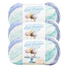 (3 Pack) Lion Brand Yarn 923-264E Ice Cream Yarn, Smurf