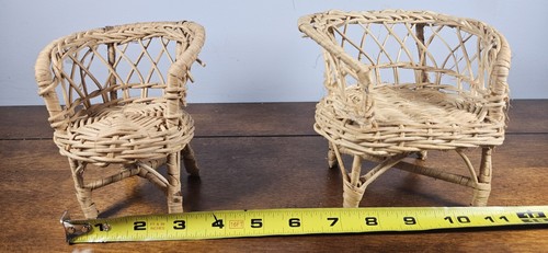 Vintage Barbie Bambola Mobili Vimini Rattan Divano e Sedia (W) - Foto 2 di 5