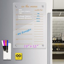 Magnetic Dry Erase Menu Board, Clear Acrylic Whiteboard Menu 17"x12" Includes...