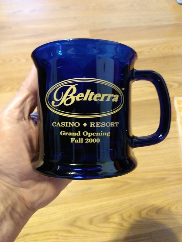 Belterra Casino Resort Grand Opening Coffee Mug Cobalt Blue Glass 2000