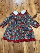Vintage 1990s Rare Editions Girl s Holiday Christmas Dress Teddy Bear Print Sz 5
