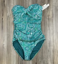 Bleu Rod Beattie Cool Paisley One Piece Swimsuit Green Womens Size 8 NWT