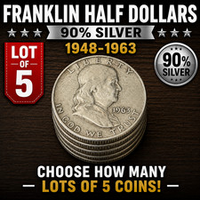 Franklin Half Dollar 90% Silver [Lot of 5] - Choose How Many Lots of 5!
