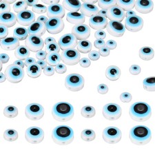 Evil Eye Beads, 150 Pcs 6mm/8mm/21mm Resin Flat Round Evil Eye Charm, White/Blue