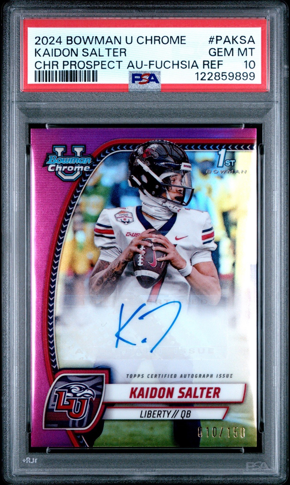 Kaidon Salter 2024 Bowman Chrome U Fuchsia 1st Refractor Auto /150 PSA 10