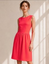 J CREW Camille Dress Bright Coral Pink Sleeveless Crepe Fit & Flare NWOT
