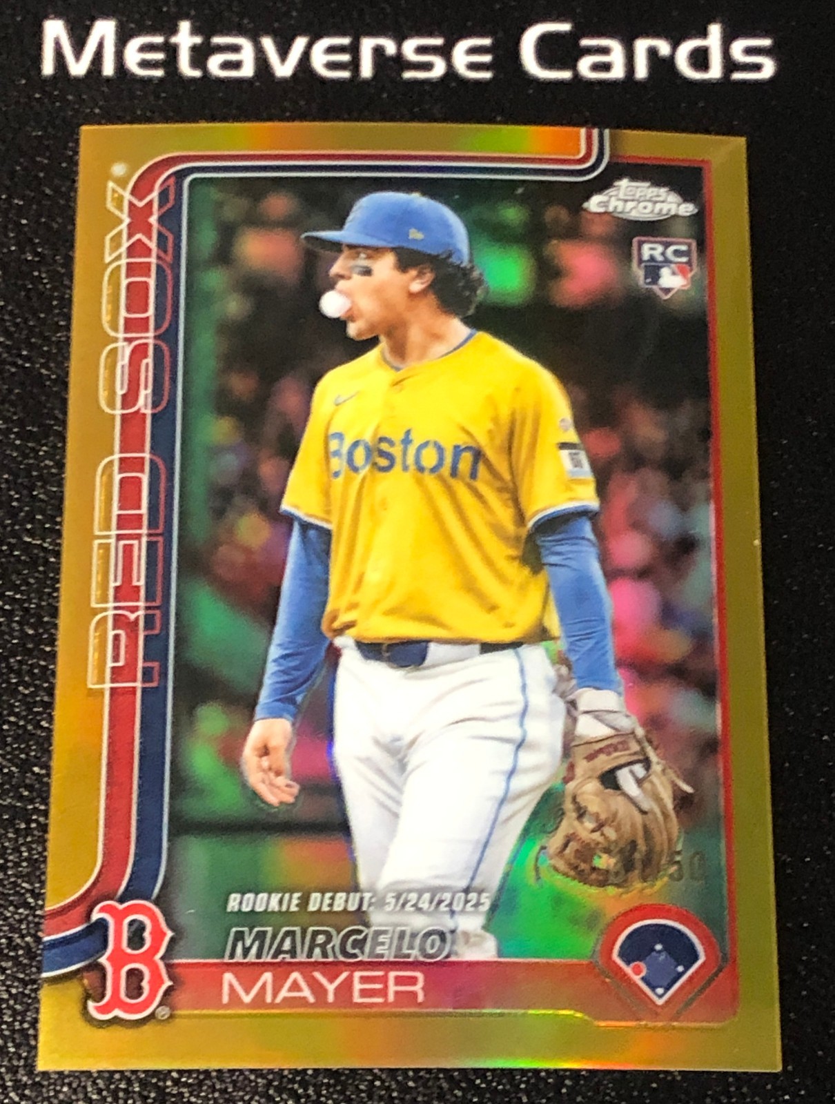 2025 Topps Chrome Update Marcelo Mayer RC Rookie Debut Gold /50 Red Sox