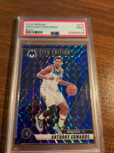 ANTHONY EDWARDS 2024 MASONIC BLUE CARD 279 NUMBERED 173/199 GRADED PSA MINT 9