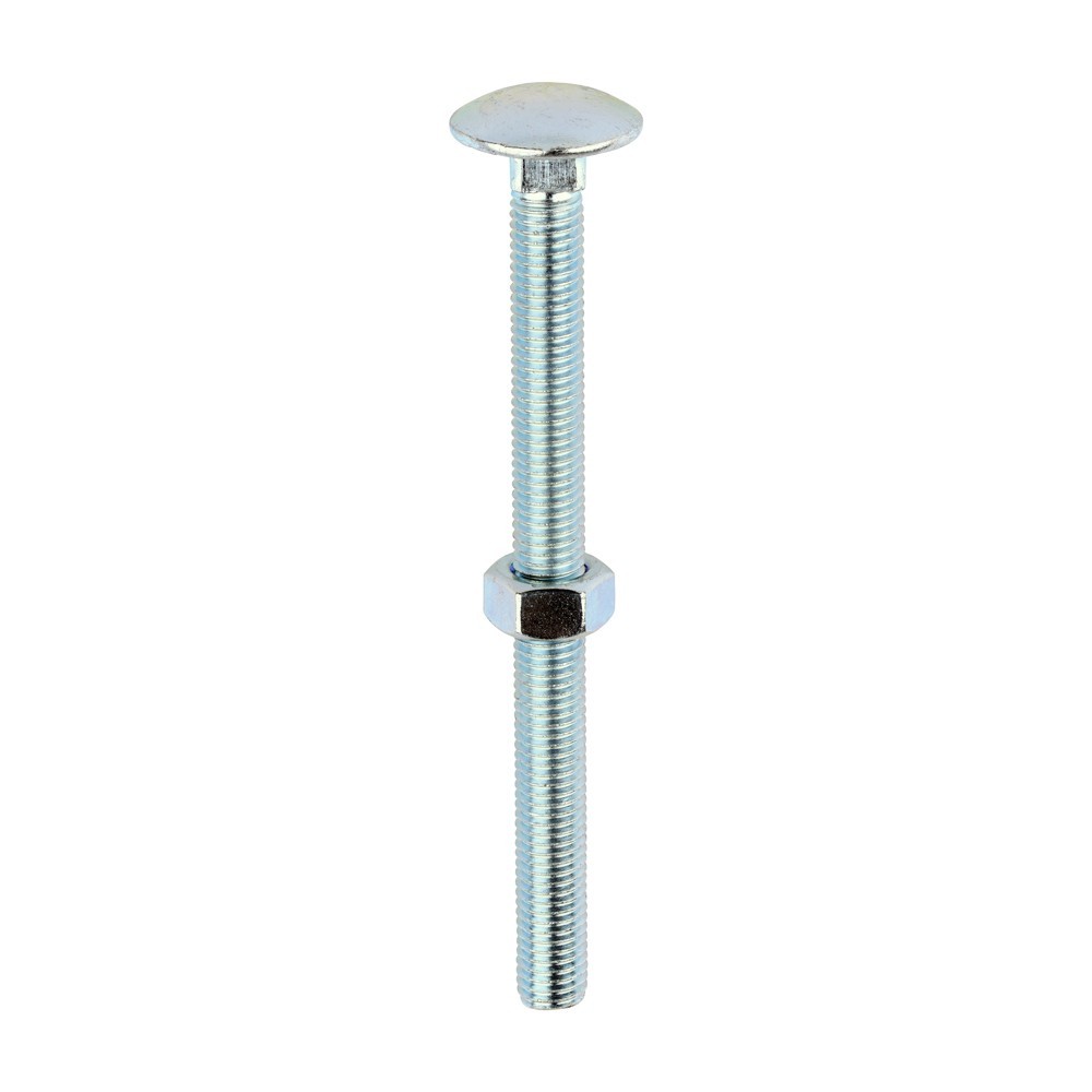 Timco M12 x 150mm Carriage Bolts & Hex Nuts - Fully Threaded Zinc Nut - 10Pack