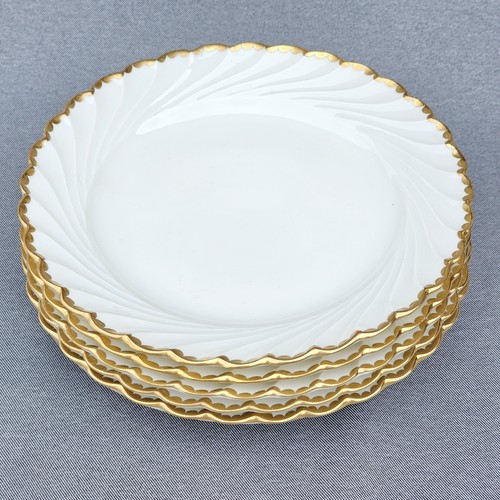 Nymphenburg Porcelain WELLE Set 6 Desert / Side Plates Dishes White Gold Trim - Picture 4 of 23