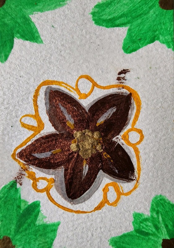 ACEO Original Acrylic Hand Painting, a  Flower,  2.5 x 3.5 in.