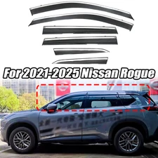 For 2021-2025 Nissan Rogue Window Visor Wind Deflector Rain Guard Chrome Trim