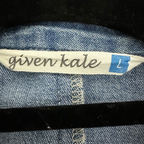 Given Kale Women Top L Blue Denim Lace Ruffle Western Cowgirl Glam Boho Festival - Picture 12 of 14