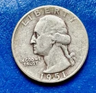 1951-S Washington Quarter. Key Date.  90% Silver.￼XF Condition. Charity Auction.