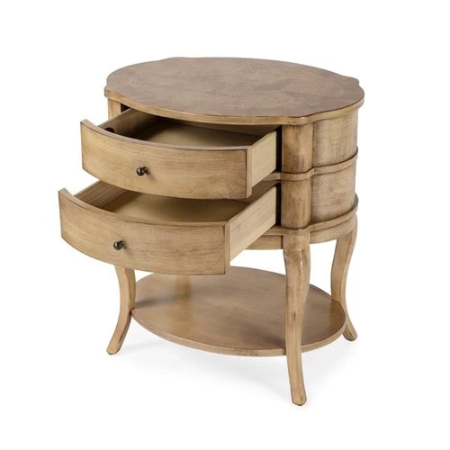 Butler Specialty Company Jarvis Oval 2-Drawer Side Table - Antique Beige - Picture 1 of 8