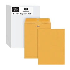 9 x 12 Clasp Envelopes with Deeply Gummed Flaps, Great for Filing, Storing or...