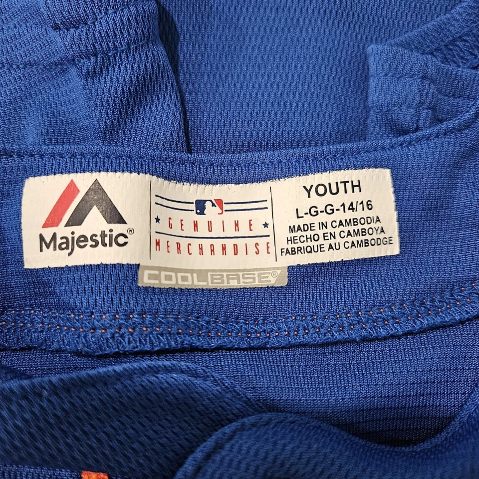 Camiseta Majestuosa Matt Harvey #33 Azul Grande 14/16 de los New York Mets MLB Juvenil Chicos Foto 4 de 4