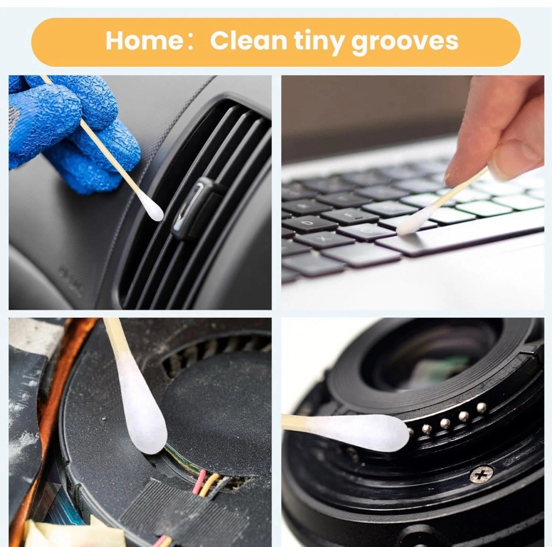 500PCS 6" Cotton Swabs in Storage Box - Long Swab with Bamboo 