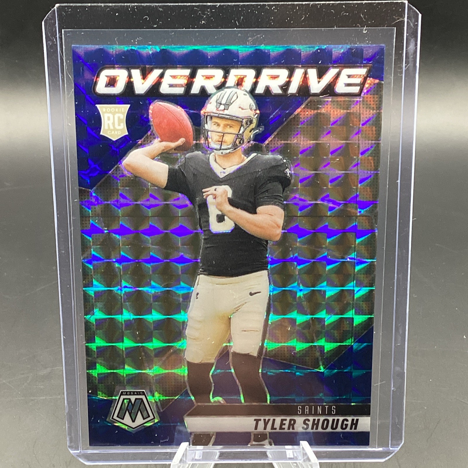 2025 Mosaic Tyler Shough Blue Overdrive Rookie 99 New Orleans Saints