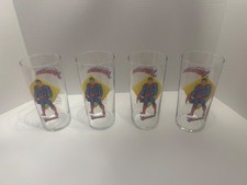 4 Superman DC Comics Super Powers 6" Glass Glasses 12 OZ 1993 Superhero Vintage